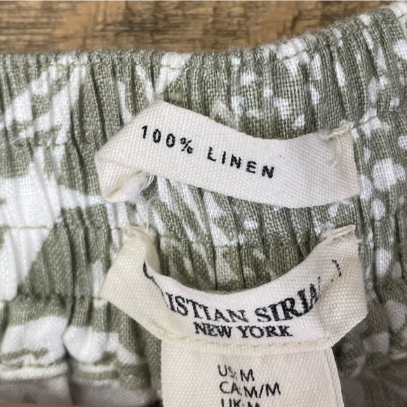 Christian Siriano Linen Wide Leg Pants Tropical Print High Waist Size M Vacation - Picture 10 of 10